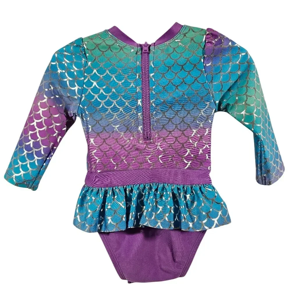 Cat & Jack One-piece Long-sleeved Swimsuit Rash Guard Mermaid Baby 12M